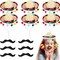 12 Pcs Mini Mexican Hat Straw Sombrero Black Fake Moustache Self Adhesive Fake Beard for Kids Pets Mexican Party Decorations Fiesta Halloween Christmas Masquerade Supplies